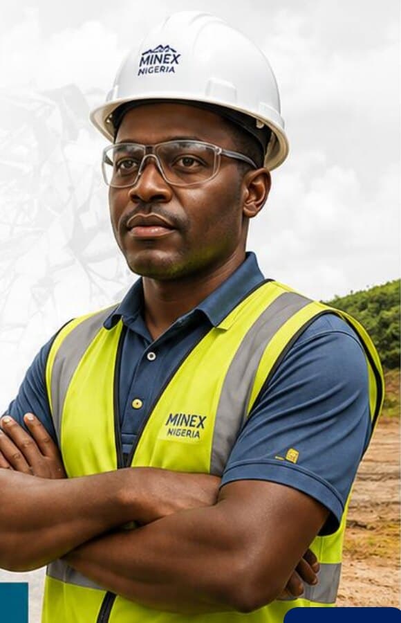 A site safety officer in a white hard hat and high-visibility vest