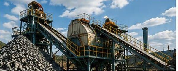 Conveyors and screening towers of a mineral processing plant